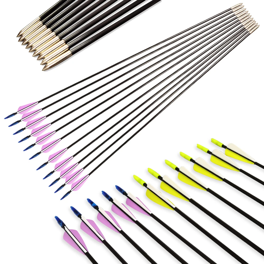 

Outdoor Archery Arrows 6/12pcs Fiberglass Arrow Shaft 6mm Diameter 3inch Rubber Feathers Outer Arrowhead Hunting Shooting Acc