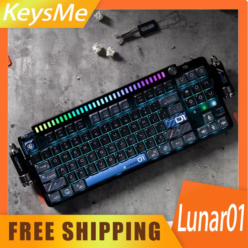 

KeysMe Lunar01 Wireless Mechanical Keyboard Bluetooth Keyboards 3Mode CNC Custom Aluminum Alloy Gasket Rgb Light Gamer Keyboard