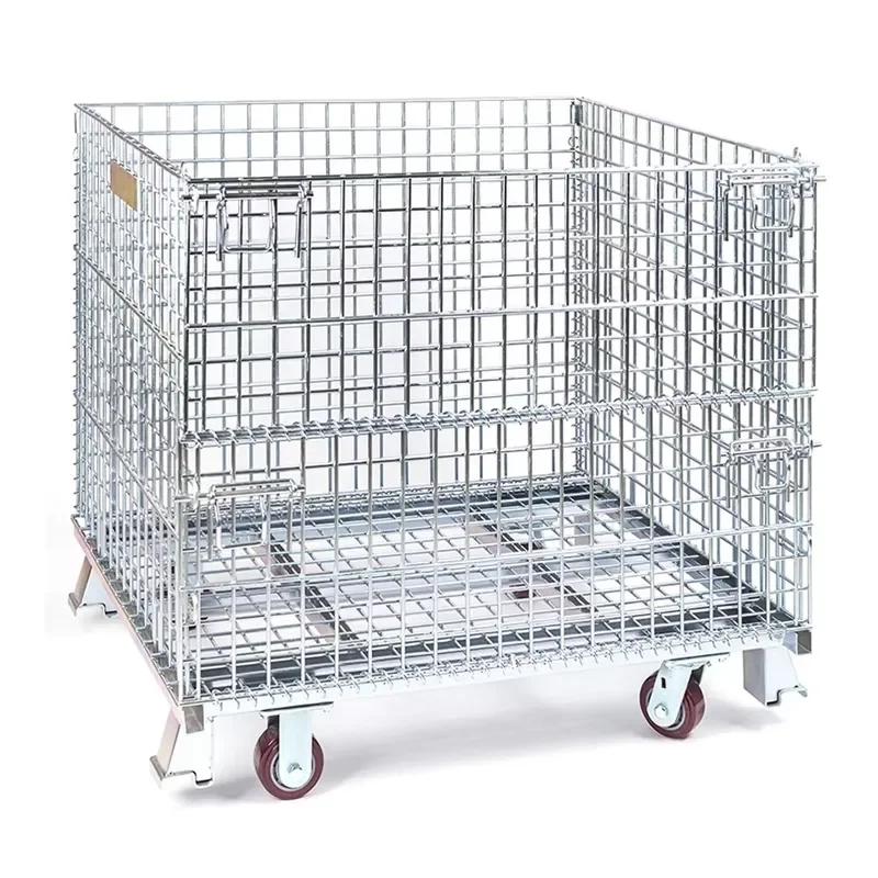 for Industrial Foldable Wire Mesh Storage Container Pallet Box  Wine Cage Metal   Warehouse Logistics Organization