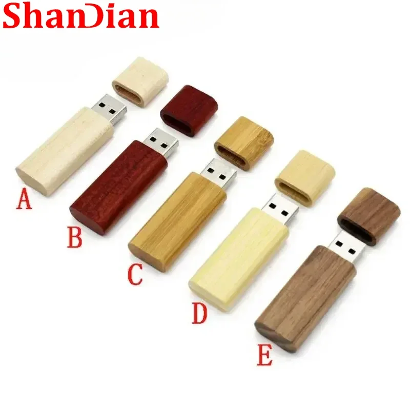 SHANDIAN USB 3.0 1PCS Free Logo Holz USB-Flash-Laufwerk Memory Stick Bambus Holz Pen Drive 4gb 16gb 32GB 64GB U Disk Hochzeitsgeschenk