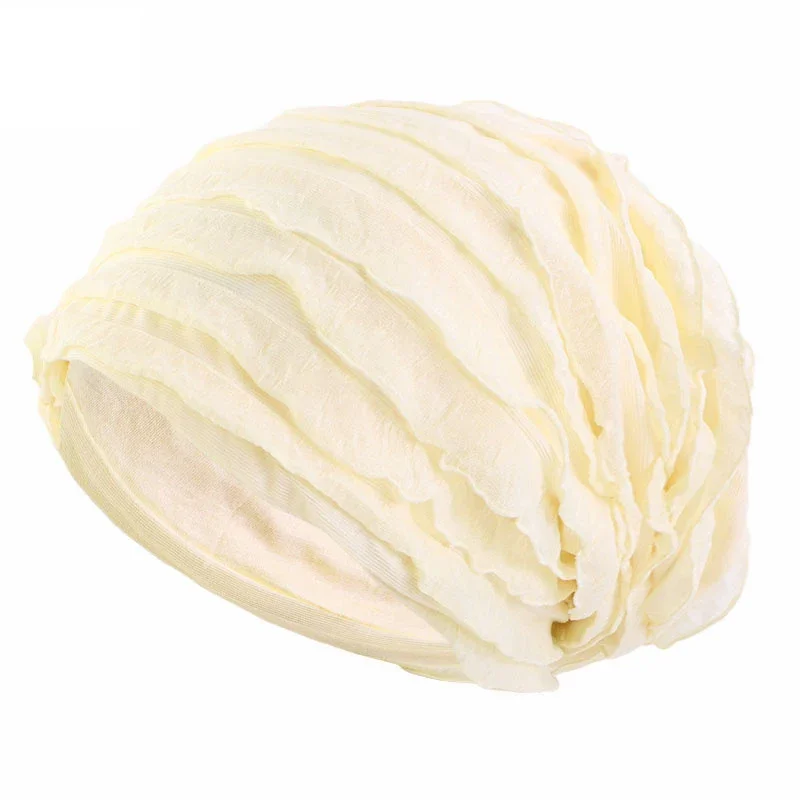 

Women Beanies Slouchy Baggy Hat Ruffle Headscarf Muslim Hijab Sleep Nightcap Hair Loss Head Wrap Turban Chemo Cap Headwear 2025