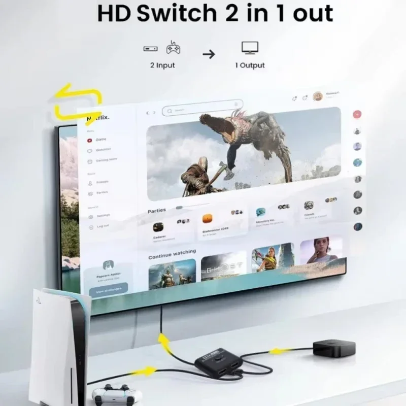 4K 60 هرتز HDMI ثنائي الاتجاه التبديل 2x1 الفاصل 2 منافذ المدخلات 1 الناتج للكمبيوتر المحمول رصد التلفزيون العارض الصوت والفيديو محول #2