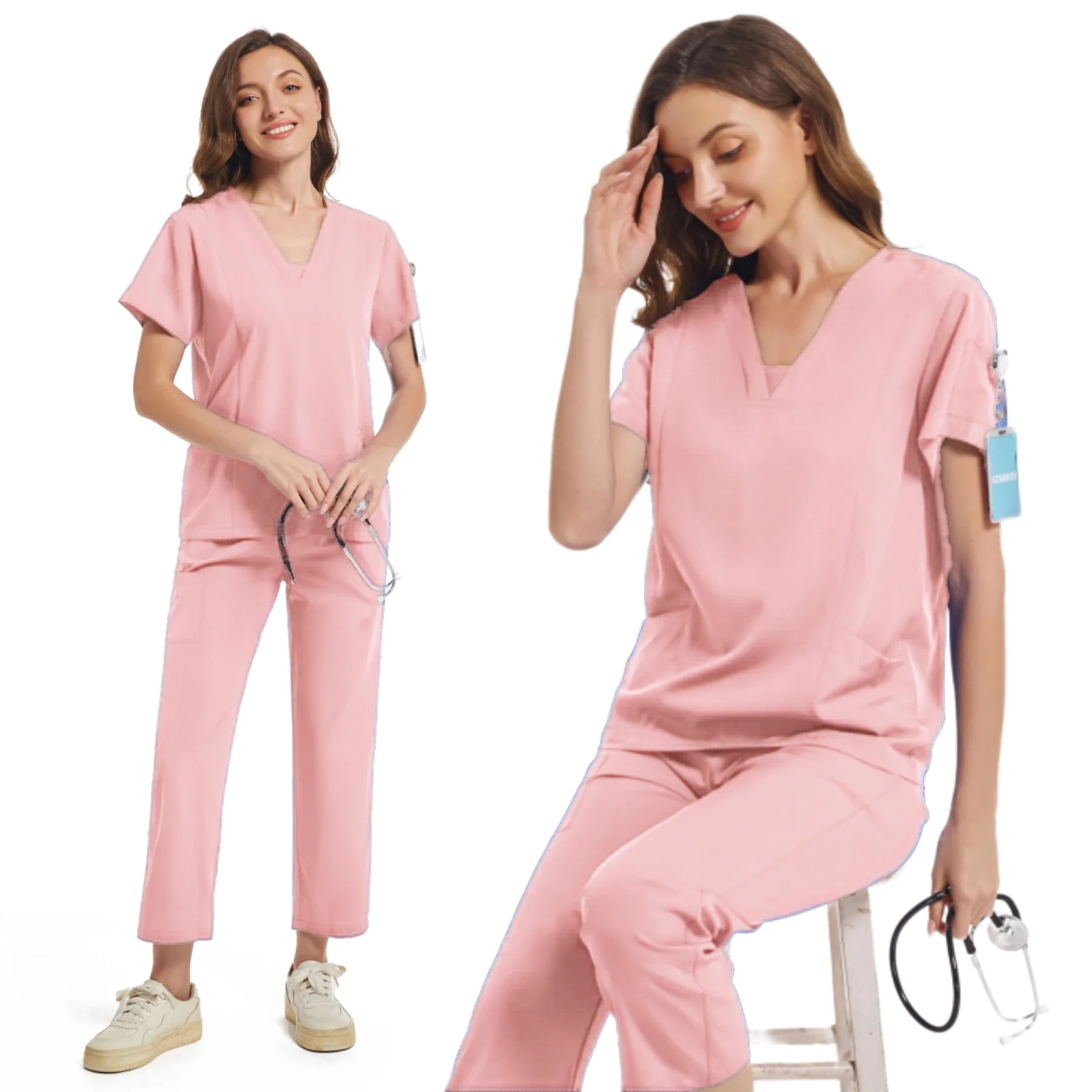 Breathable Scrub Suits for Doctor and Nurse Accessories for Medical Laboratory Nursing Beauty Salon Woman Operating Room Uniform