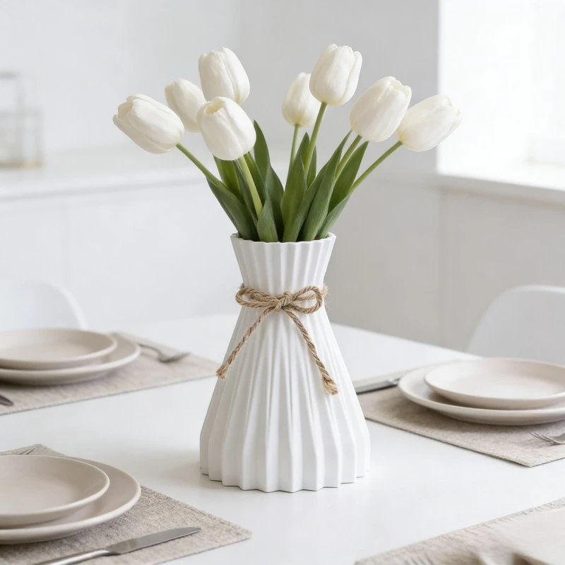 Kreative Origami-Vase Europäisches Plissiertes Design Faltbare Kunststoff-Blumenvase Moderne Dekoration für Trockenblumen-Arrangements