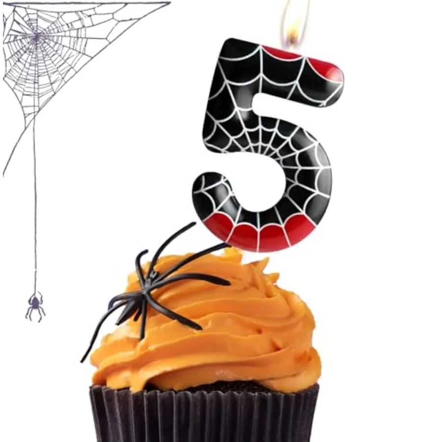 s Candle th Birthday Candle Black Red s Web Cake Decoration Birthday Party Supplies s Cartoon Themed Cake Topper Decorations fo - view 3