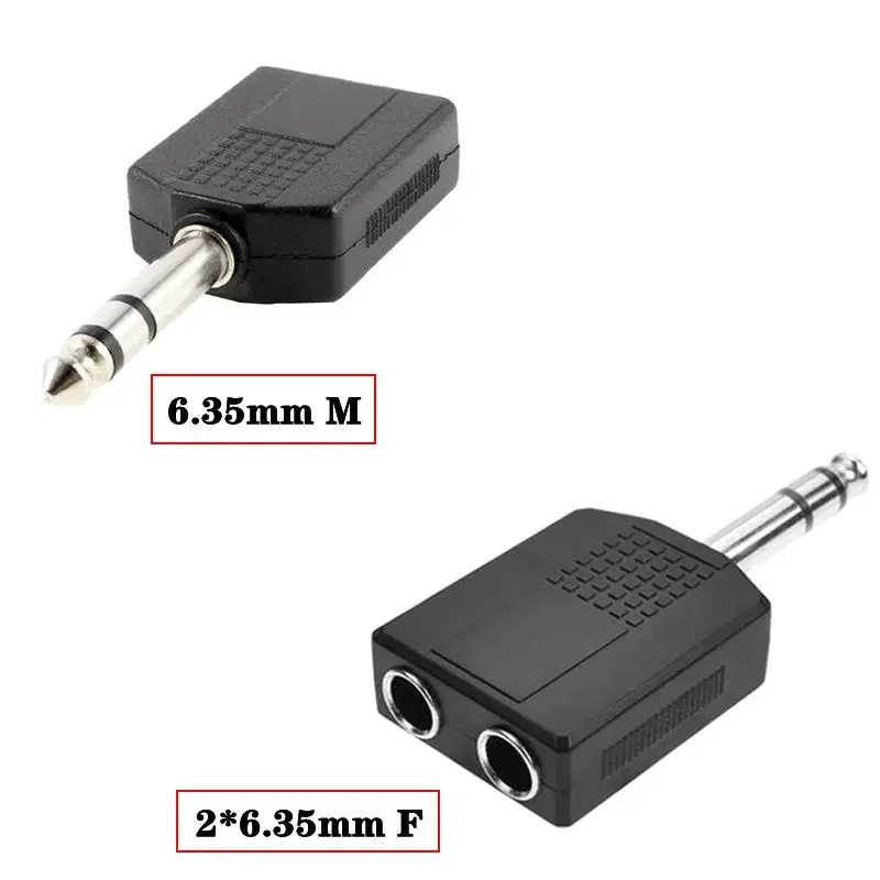 6.35mm 1/2 Audio Adapter 6.35 To Dual AV Two Lotus RCA Hole 3.5/RCA Male To 2 * 6.35 Female Amplifier Speaker Microphone Adapter