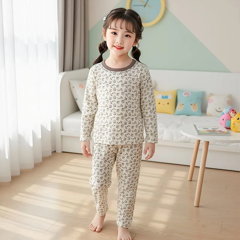 Kids Autumn Winter Sleepwear Set 0-8 Years A Class Pure Cotton Full Set No Bone Stitching Unisex
