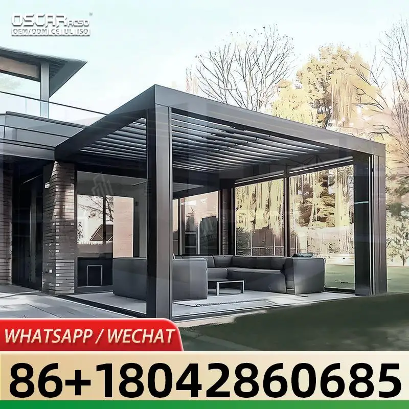 Motorized Outdoor Waterproof Shade Covering Aluminium Cabana Kit for Gardens Patios Decks pergola