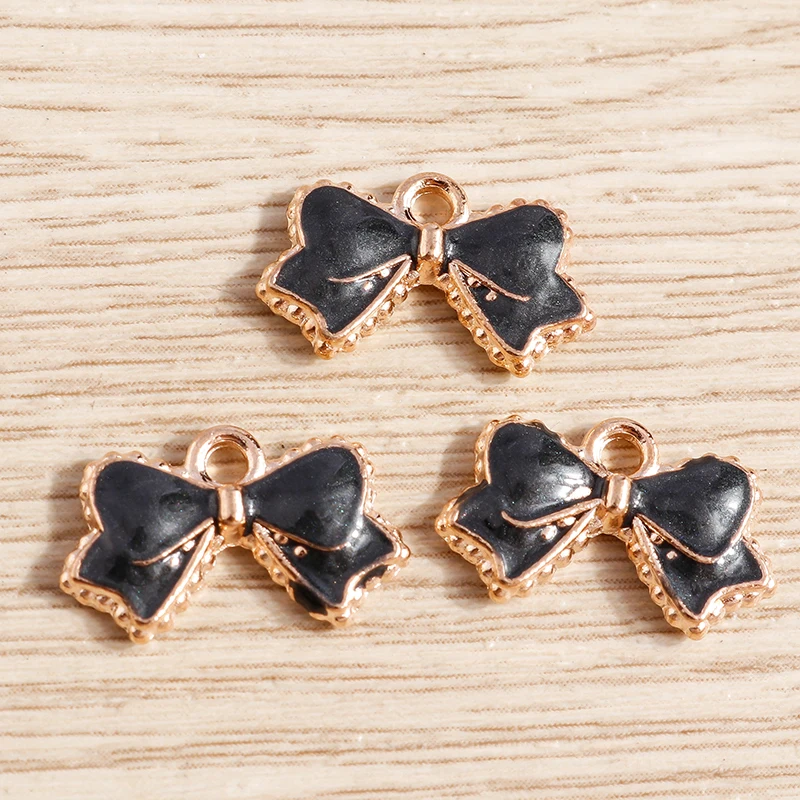 Tusember 10 Stück Emaille-Anhänger, elegante Schleife, Schleife, Charms für Schmuckherstellung, Ohrringe, Halskette, DIY, Armband, Zubehör, Zubehör – Detail 31