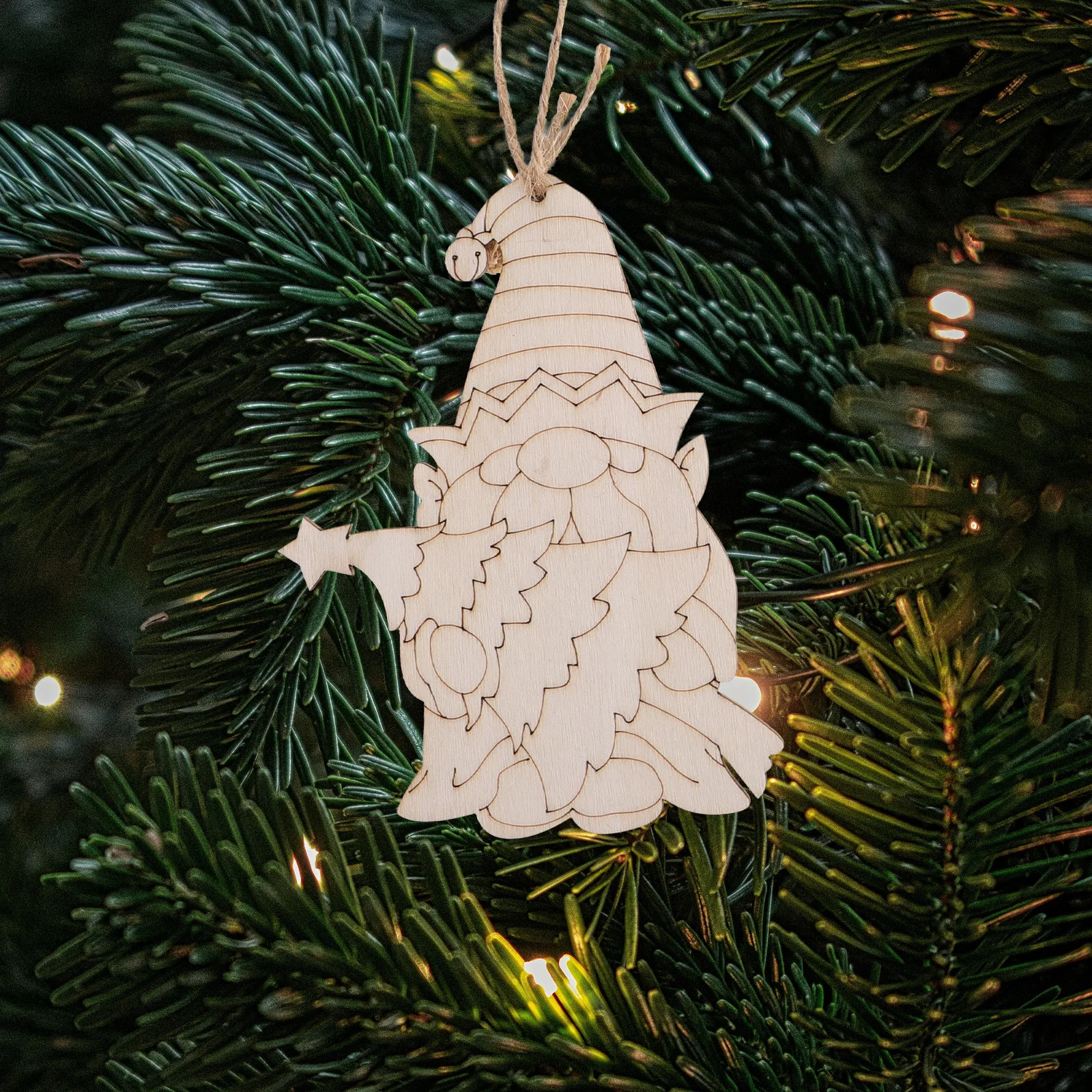 

30Pcs Unfinished Wooden Gnome Ornaments Blank Cutouts DIY Painting Christmas Tree Hanging Decorations Holiday Decor