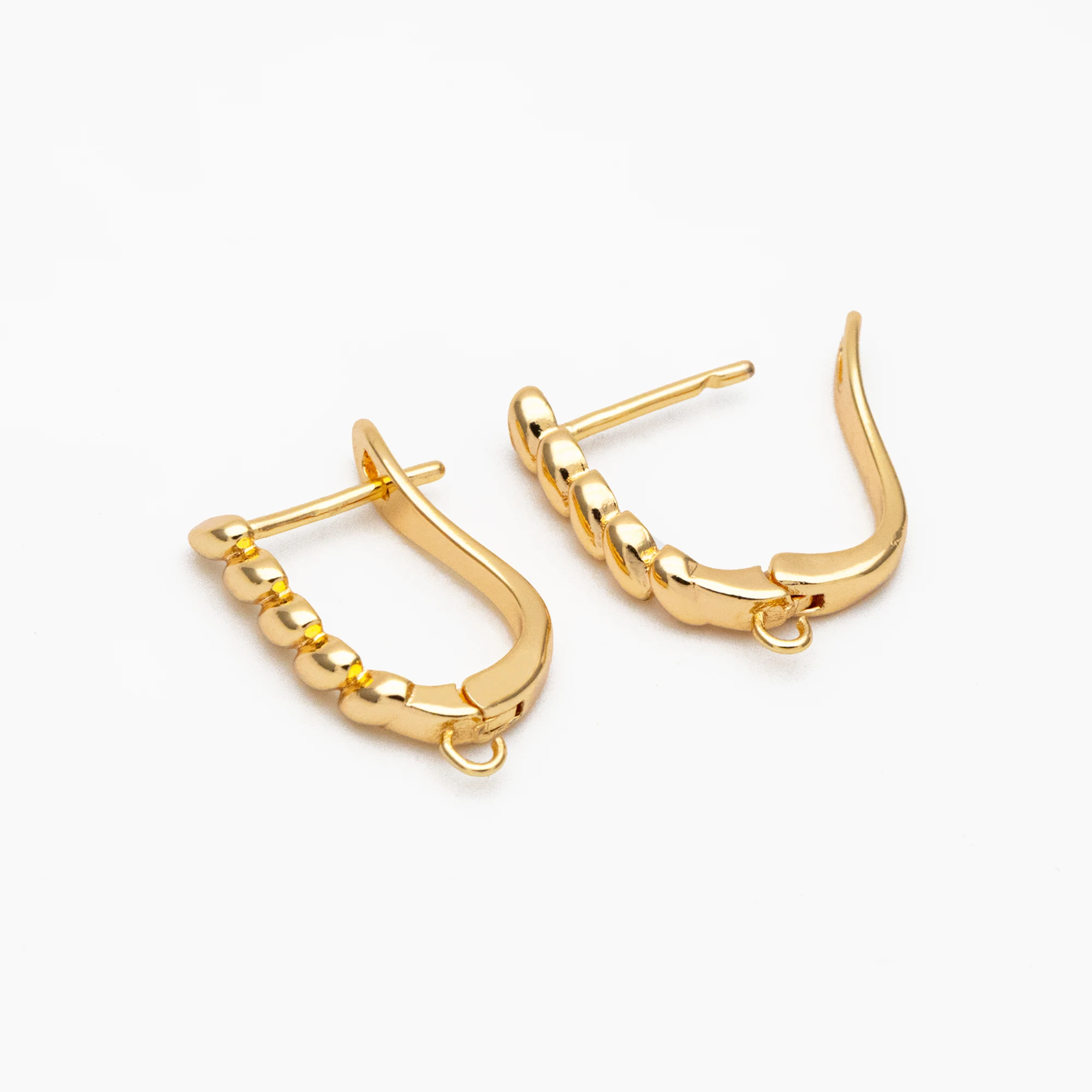 

10pcs Leverback Ear Hooks 18x12mm, Real Gold Plated Brass, Earrings with Loop (GB-3793)