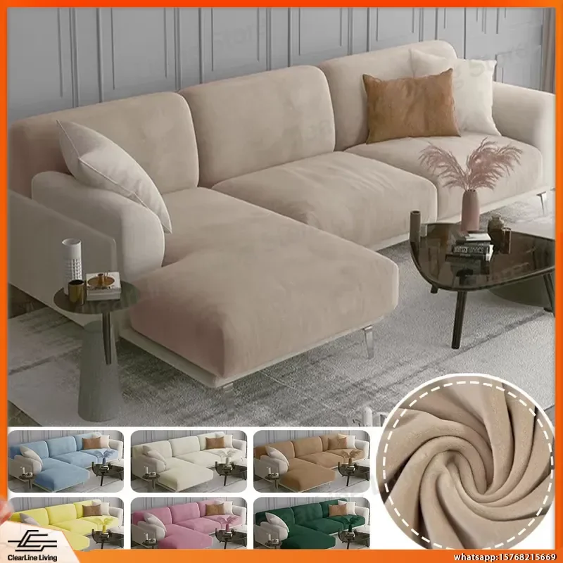 Luxury Soft Velvet Sofa Cover Elastic Stretch Seat Cushion Cover for Living Room Furniture Protector Pet Friendly Washable