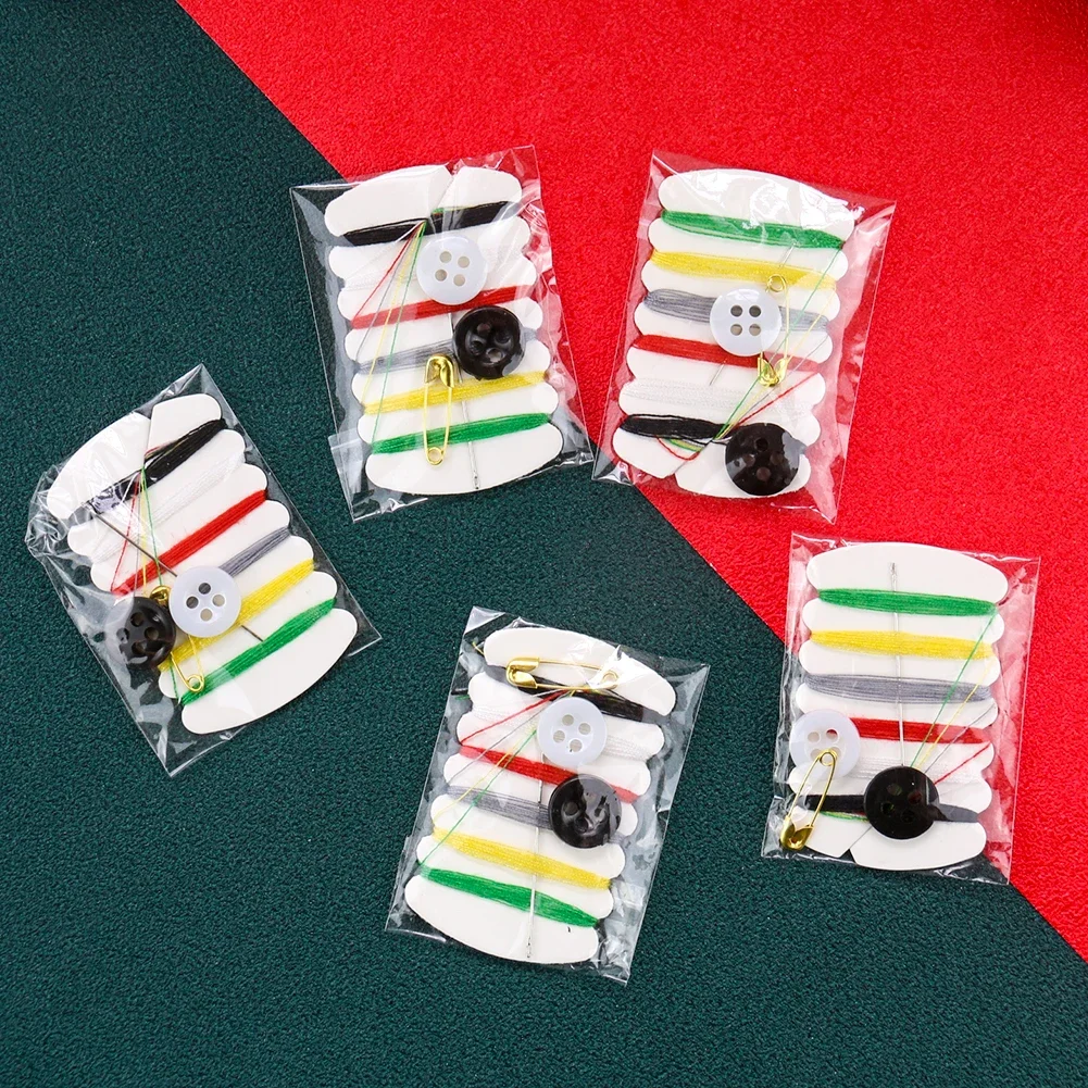 

5PCS Mini Sewing Kit Needle Thread Button Pin Set Portable Travel Household Embroidery Tools Hotel Needlework Sewing Accesorios