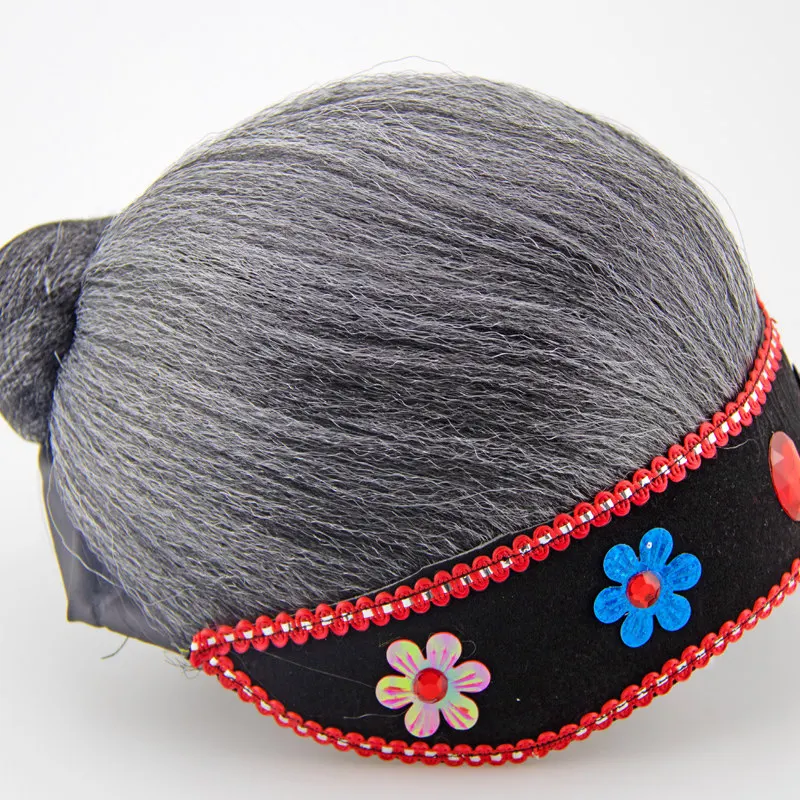 Matchmaker Headwear Yangge Dance Wig Stage Performance Props Cosplay Headgear Halloween Granny Wig Masquerade Role Play