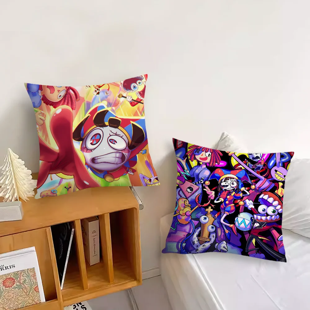 Cartoon Pillow Case Sofa Living Room Bedroom Headboard Backrest Cushion Square Cushion The A-Amazing D-Digital-Circus Nap Time