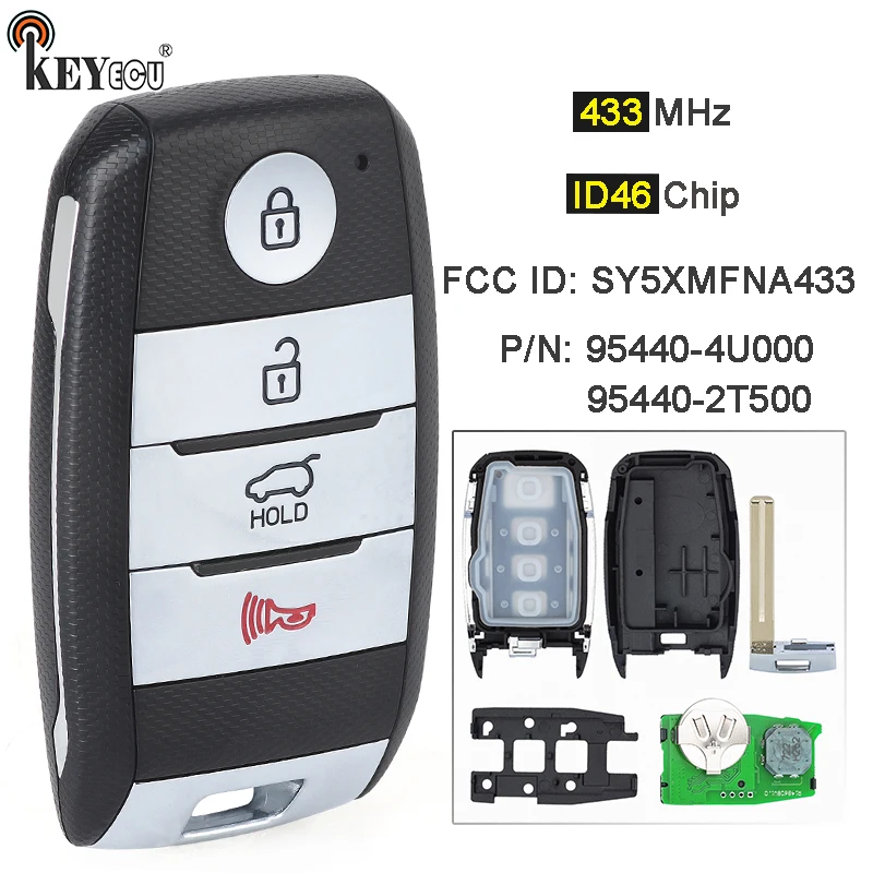 KEYECU 434MHz ID46 Chip FCC ID: SY5XMFNA433 P/N: 95440-4U000 95440-2T500 Smart Remote Key Fob for Kia K5 Optima 2013 2014 2015