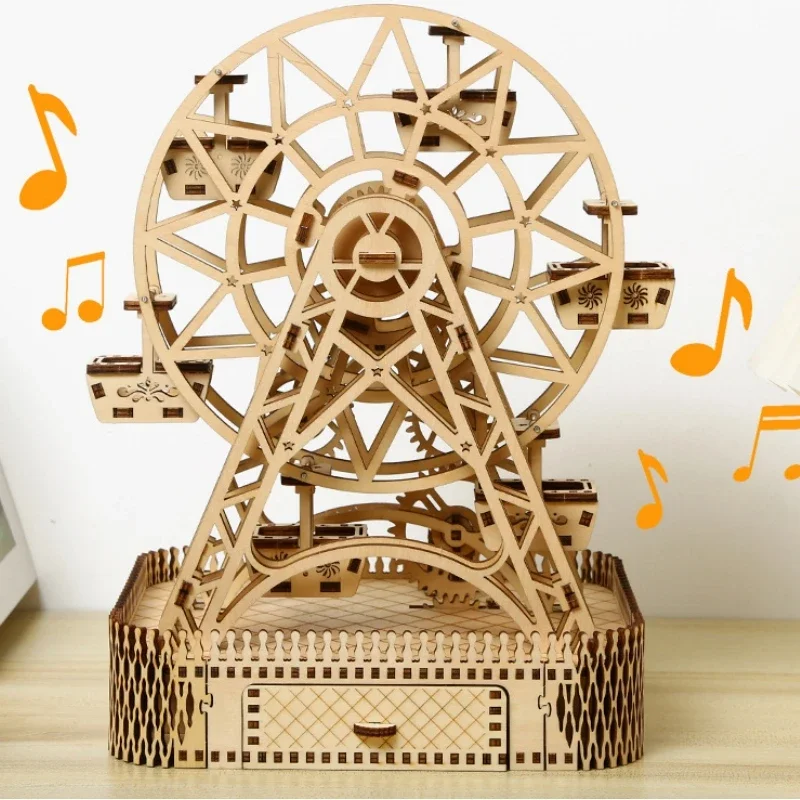 

3d Wooden Puzzle Ferris Wheel Simulation Model DIY Assembly Toy Model Building Kits for Kids Adults Gift