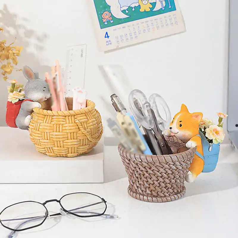 Rustykalny styl Bunny Succulent Flower Pots Cute Cartoon Corgi Puppy Desktop Storage Pen Holder Roślina doniczkowa Ozdoby