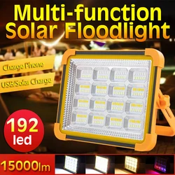 15000LM USB Rechargeable LED Solar Flood Light 2000Watt with Magnet Strong Light Portable Camping Tent Lamp Work Repair Lighting