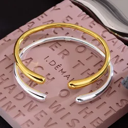 100% Solid 925 Sterling Silver Bracelet for Women Men Vintage Handmade Simple Gold Bracelet Birthday Gift