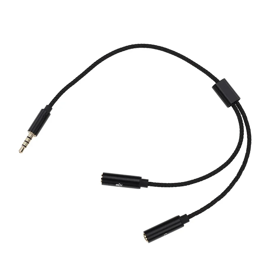 300本 28cm オーディオケーブル 3.5mm 1オス - 2メス マイク Y スプリッター Aux ワイヤーコード 電話 MP3 ヘッドフォン ラップトップ PC用