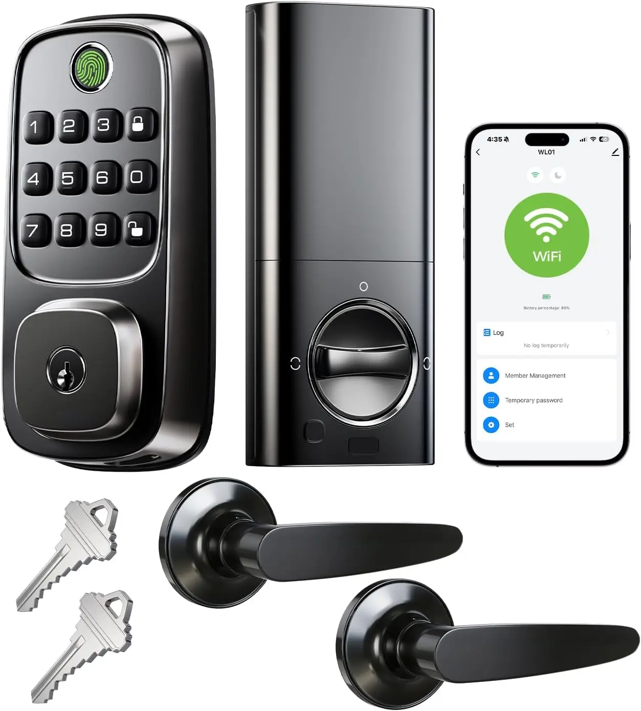 

WiFi Smart Door Lock Set with Keypad, Alexa & Google Assistant, Remote Control, Fingerprint Unlock