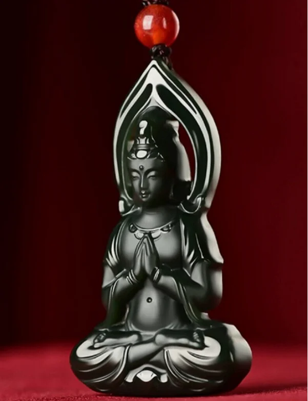 Have Certificate Hetian Jade Pendant Green Jade Guanyin Buddha Pendant Amulet