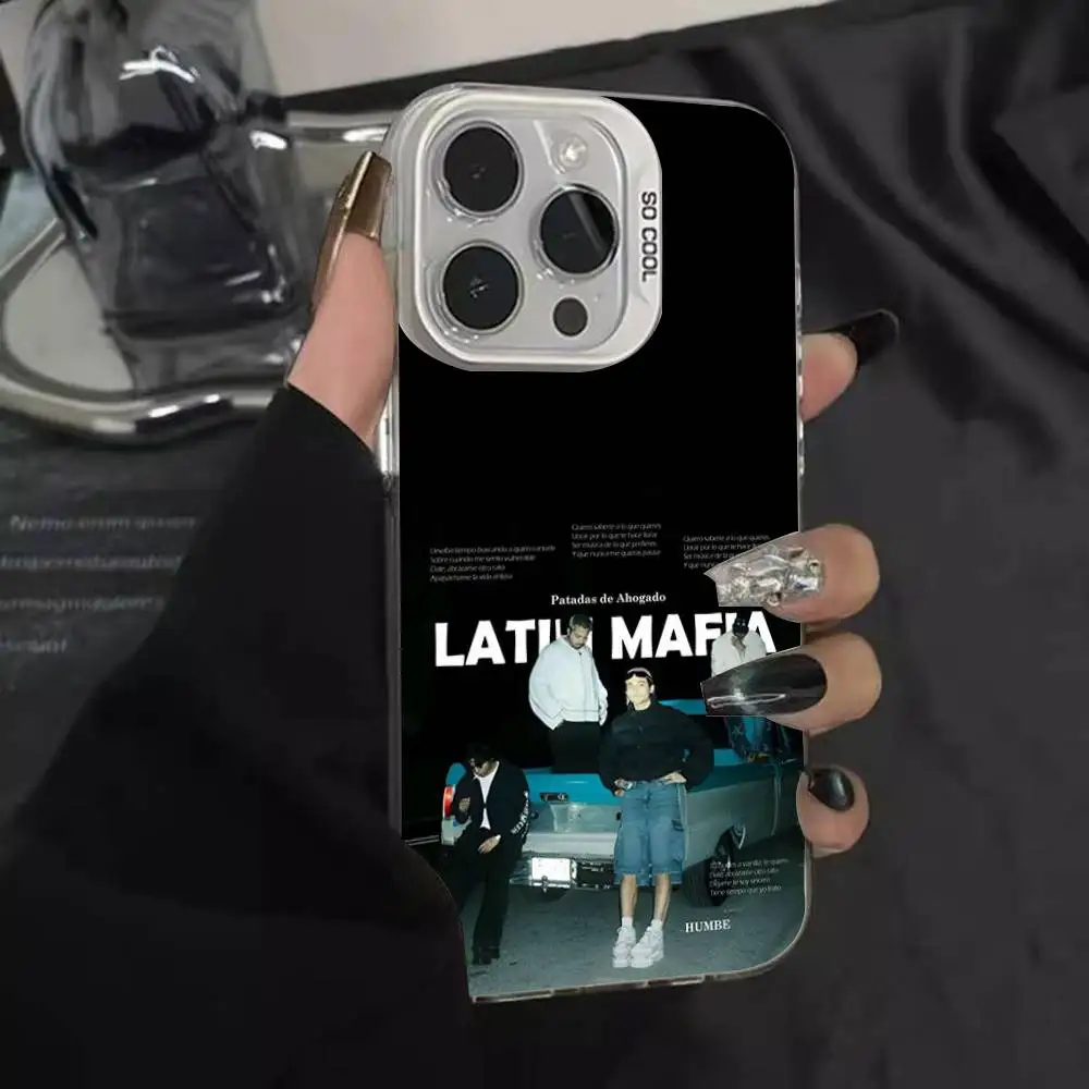 حافظة هاتف مجموعة موسيقى المافيا اللاتينية IMD لون فضي شل لهاتف آيفون 16 15 14 13 12 11 Pro Max Plus
