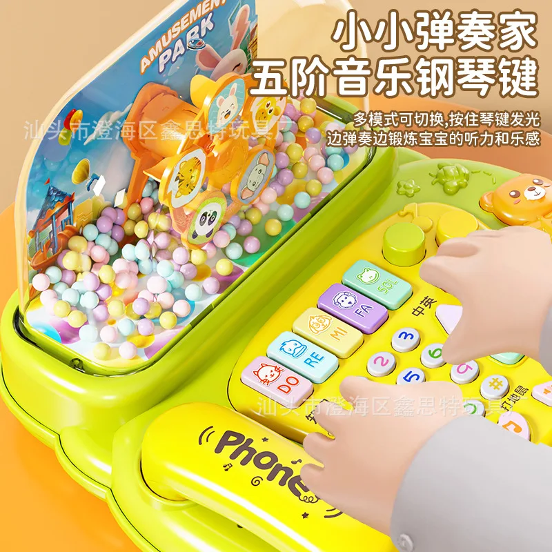 Early Education Kids Telephone Piano Toy Multifunctional Light Music Whack-a-mole Game Infant Educational Toy Gift