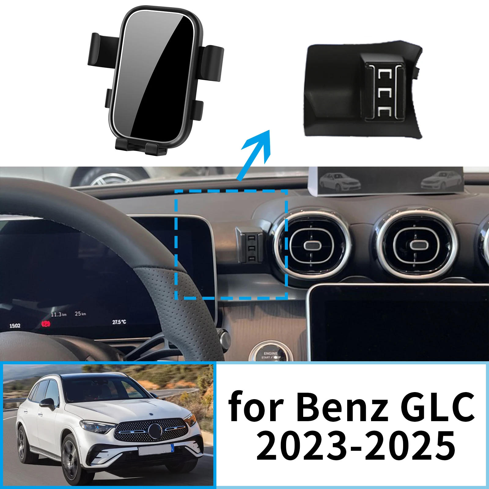 

Car Mobile Phone Holder for Mercedes-Benz GLC C 200 260 300 2023 2024 2025 X254 Navigation Stand Auto GPS Bracket Accessories