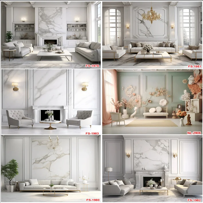 

Living Room Modern Style White Marble Stone Wall Decoration Sofa Interior Photography Background Supplies Banner Studio Backdrop