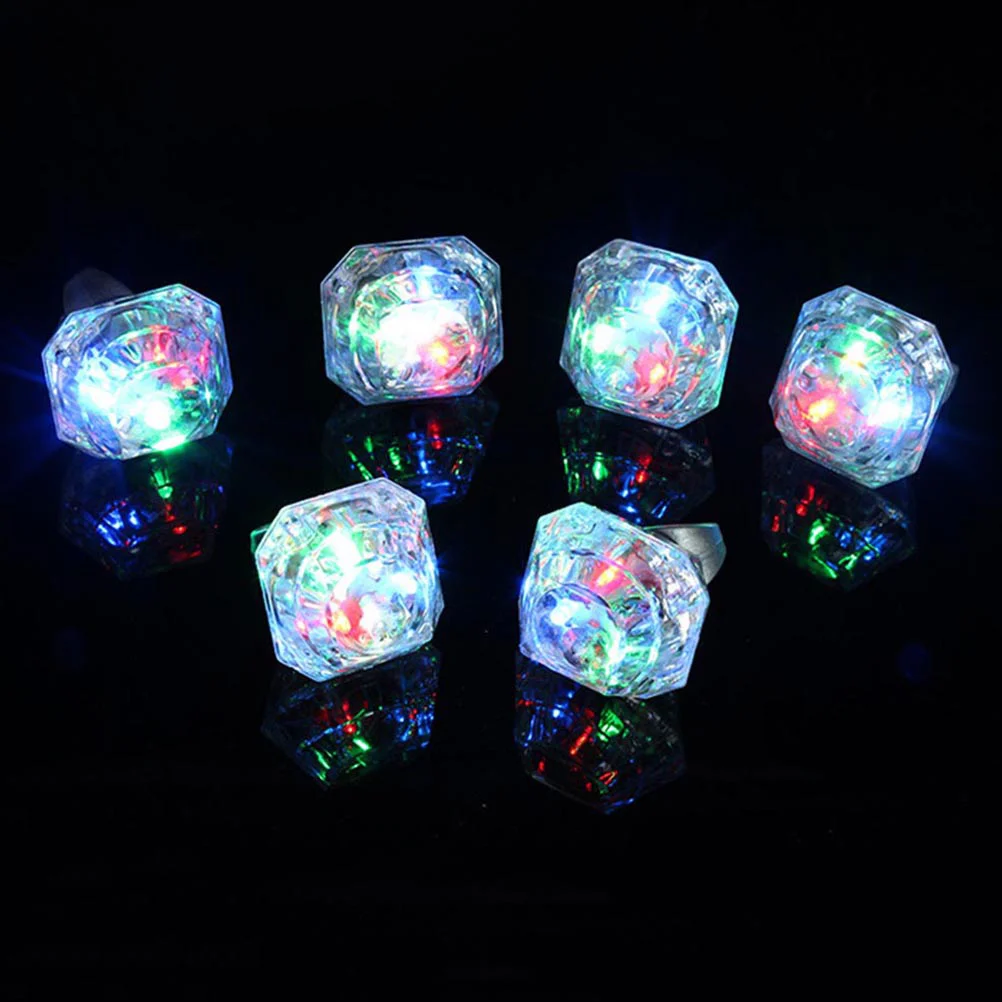 Anillo de dedo LED de gelatina para Navidad, luces intermitentes para novia, 24 piezas