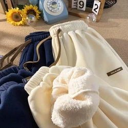 2023 Winter Thickening High Waist Drawstring Casual Haren Pants Warm Cotton Pants Women Sweatpants Plush Fleece Thick Leggings