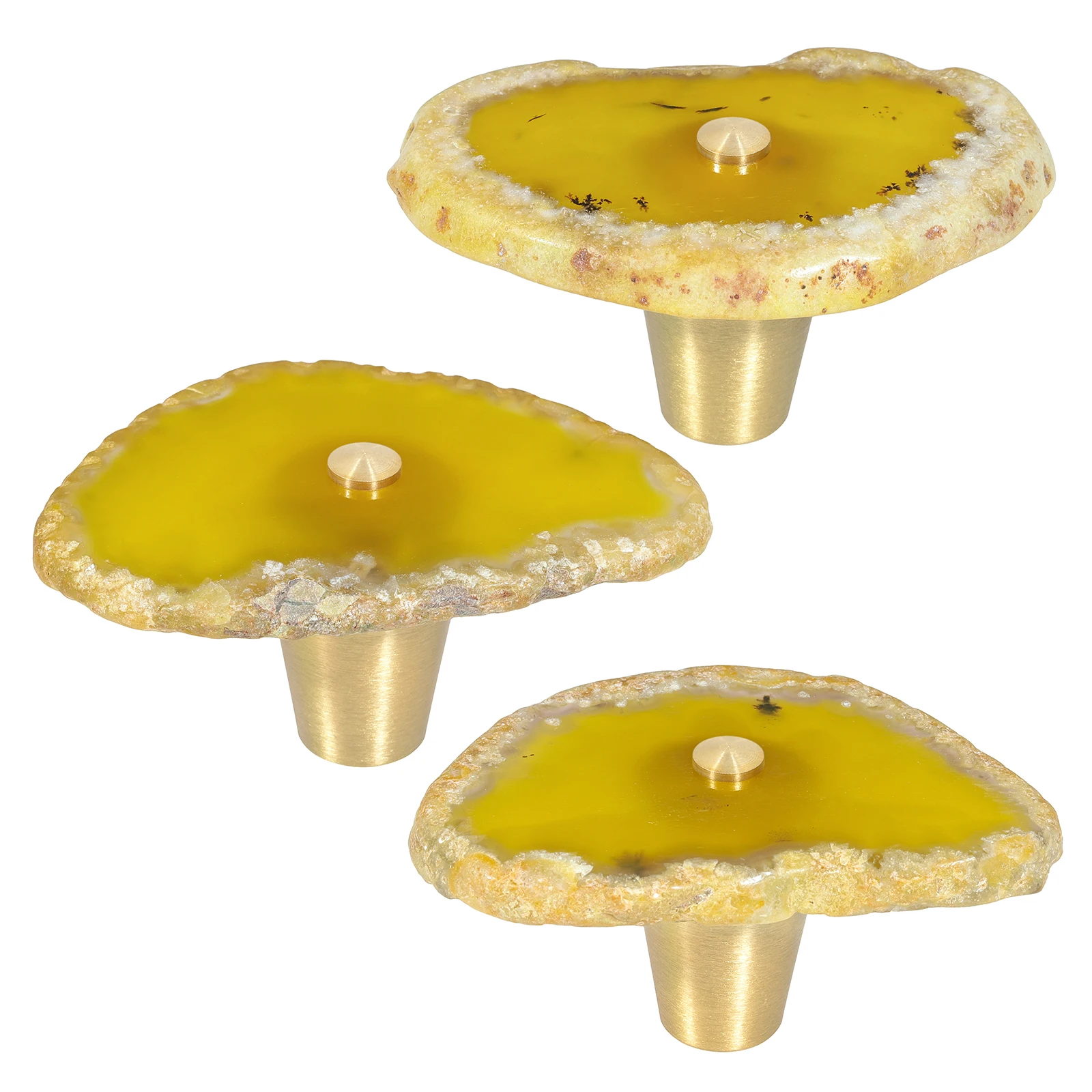 2Pcs/Lot Agate Slice Drawer Cabinet Pull Knobs Brushed Brass Handle Dyed Slice Knob For Dresser Cupboard Home Furniture Decor