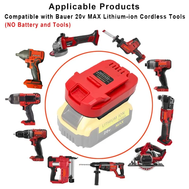 ALASICKA MT18BAU DM20BAU BS18BAU Adaptador de batería para baterías Makita/DeWalt/Milwaukee/Bosch de 18-20V para herramientas eléctricas Bauer 20V