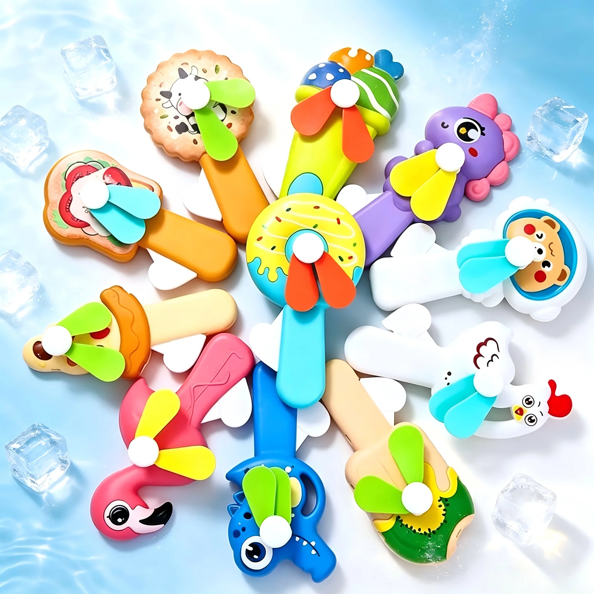 Cute Cartoon Hand‑Pressed Handheld Fan Mini Portable Manual Cooling Fan Summer Outdoor Camping Home Hand Fan for Kids Adults