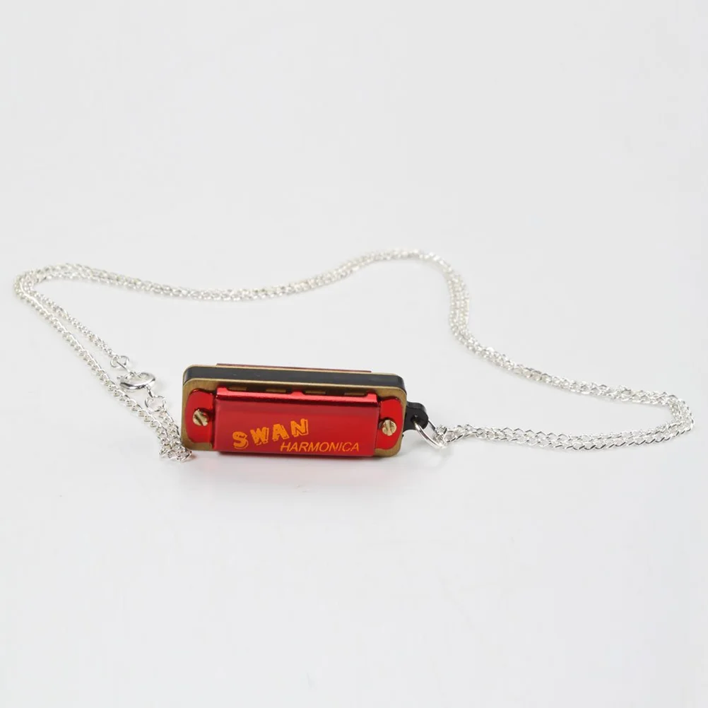 Harmonica for Kids Charm Holder Necklace 4 Hole 8 Tone Mini Chain with Pendant The Gift