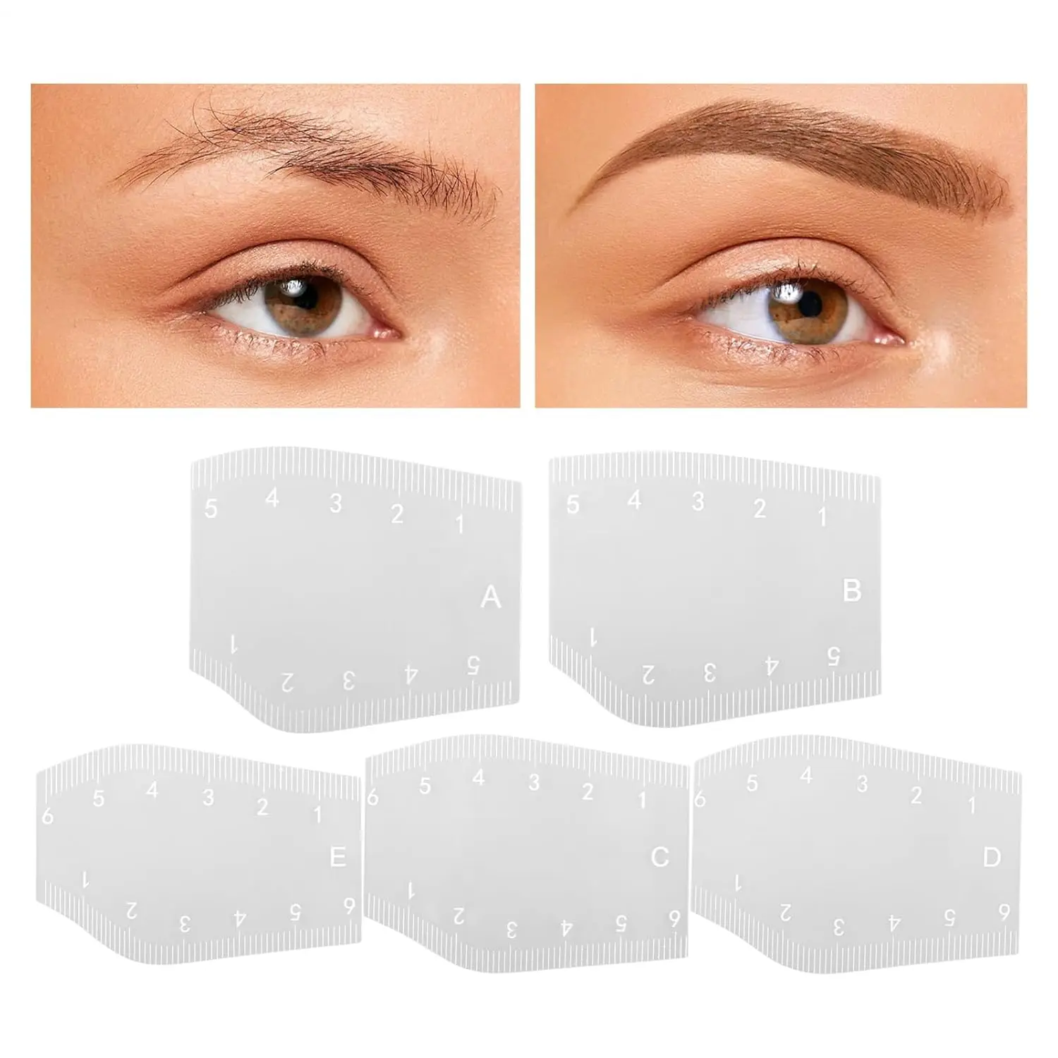5PCS PMU Brow Ruler - Transparent Microblading Stencils with Symmetry Guide, Reusable Shaping Tool (Unisex)