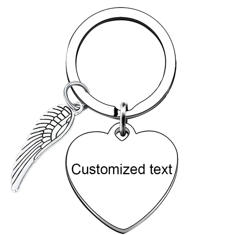 Personalized Custom Keychain Memorial Gift Key chain Memory of Loved One Angel Wing key rings