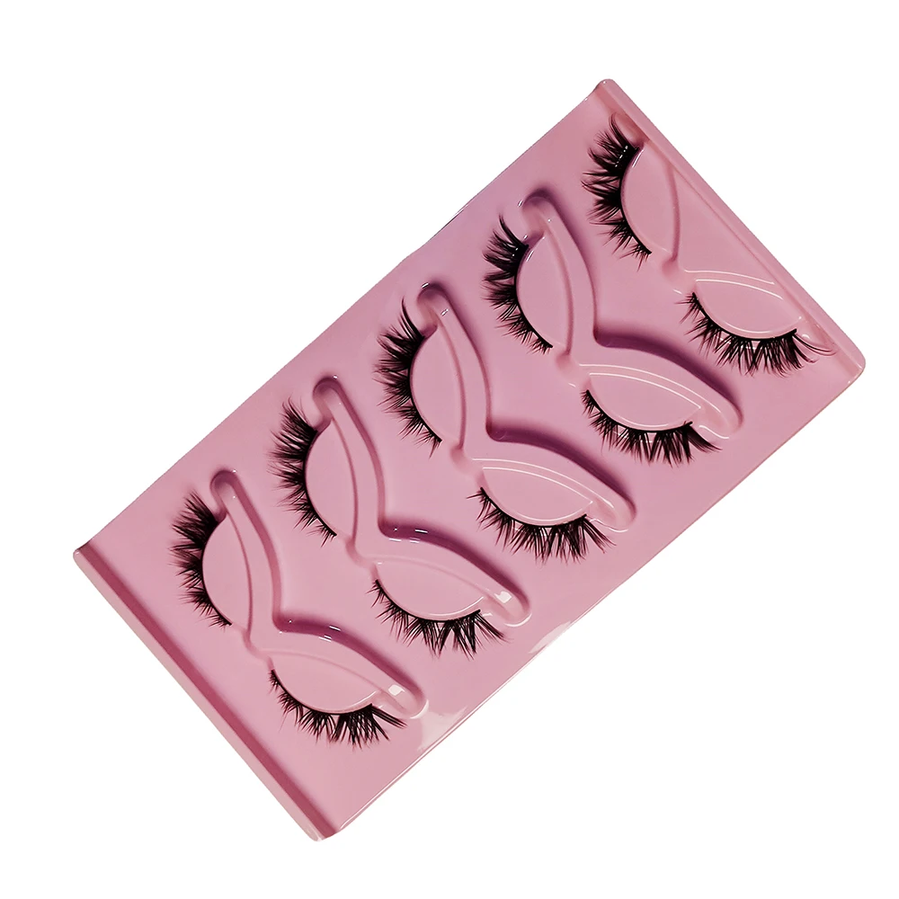 5 par czarnych łodyg, grube lis, skośne i latające lisie oczy, naturalny styl i sztuczne rzęsy