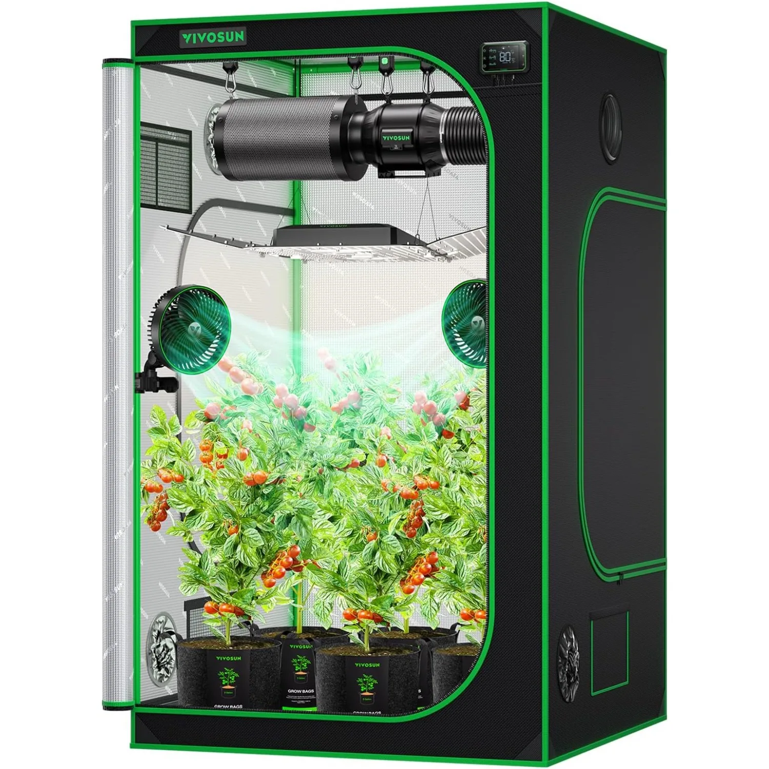 

S448 4x4 Grow Tent, 48"x48"x80" High Reflective Mylar with Observation Window and Floor Tray for Hydroponics Indoor Plant