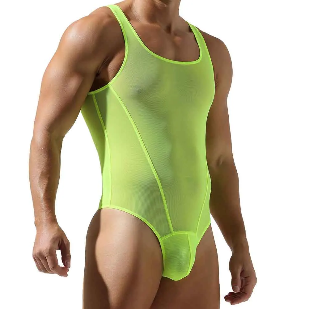 Gilet estivo da uomo Tuta sexy in rete traspirante Moda sottile Homewear Sport Fitness Gay Boys Pantaloni da notte Abbigliamento da uomo 2025