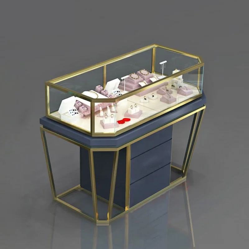 Vitrine en verre en bois personnalisée, vitrine de bijoux haut de gamme