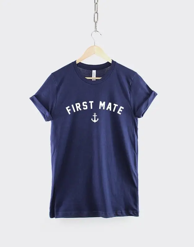 First Mate Nautical Anchor Sailor T Shirt Captain Achor Sailing Boat