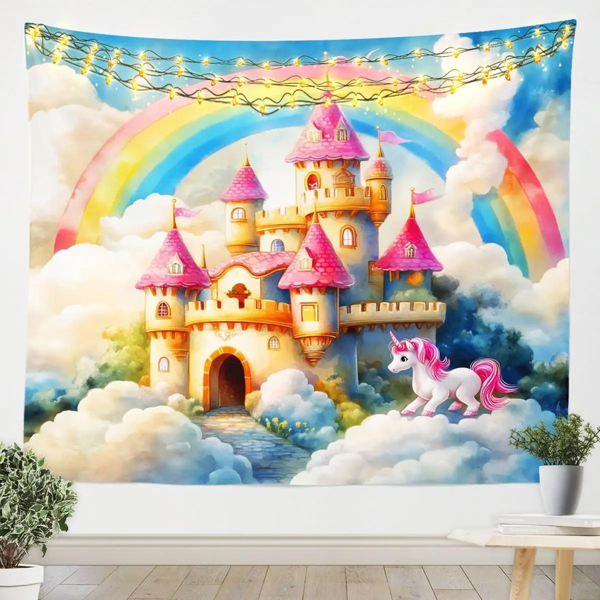 Diamond Cross Tapestry Dreamy Pink Angel Wings Princess Style Tapesrties Decor Living Bedroom Gothic Tribal Mandala Romantic