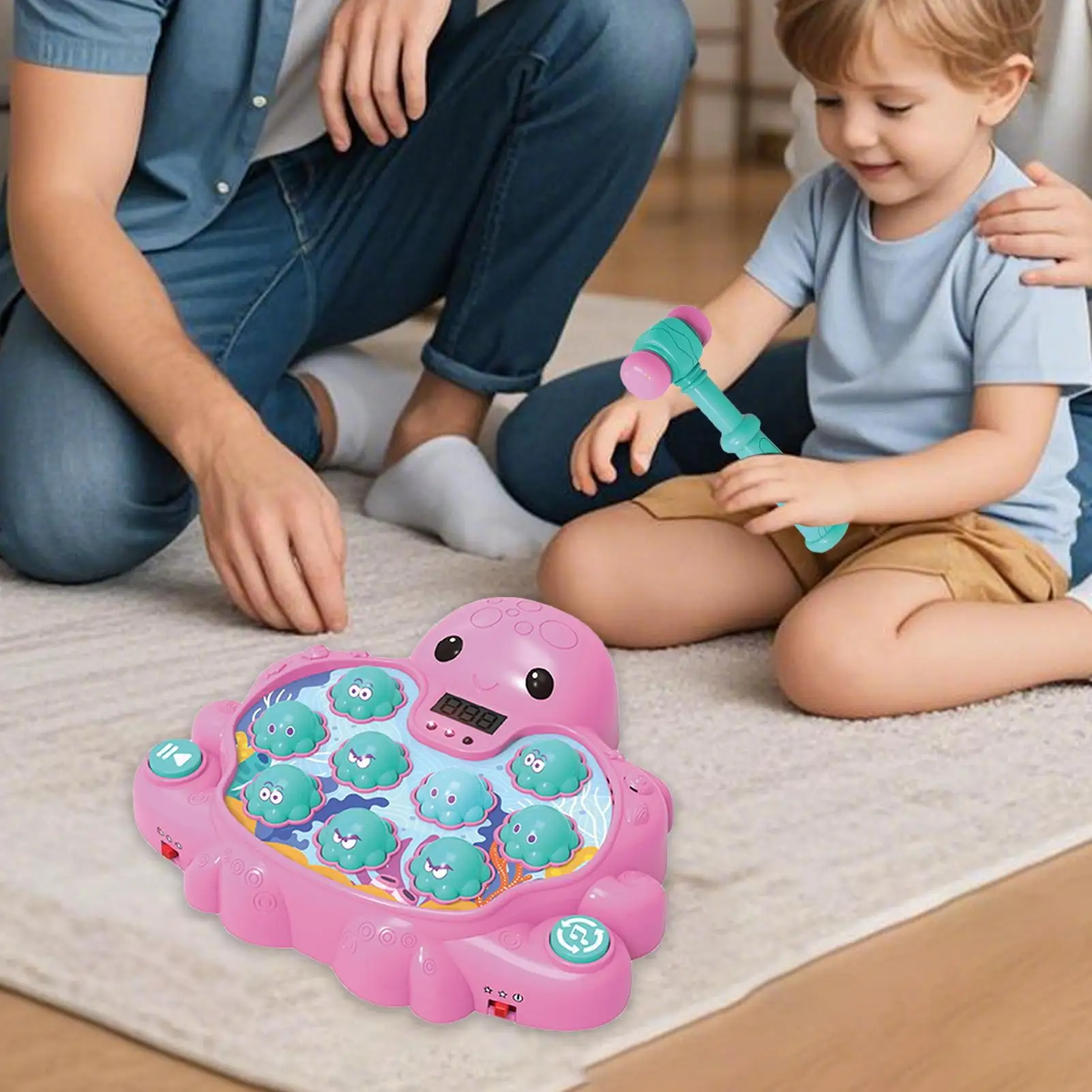 เกมตีตัวตุ่น เกมตีตัวตุ่นสำหรับเด็ก การประสานมือและตา เกมรูปทรงปลาหมึก ของเล่นเด็กสำหรับเด็กผู้ชาย เดินทาง โรงเรียน บ้าน