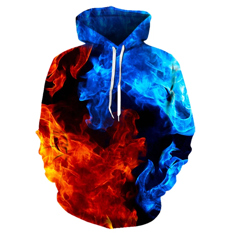 Men Hoodie Animal Colorful Flame Dazzling Graphic 3D Print Fashion Man Sweatshirt Men Hooded Funny Men's Clothing Tops Autumn