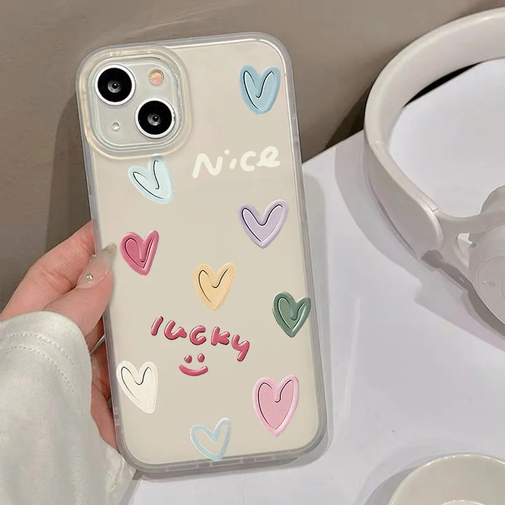 

Love Heart Matte Clear Case For iPhone 11 15 14 12 13 Pro Max 14 15 Plus 12 13 Mini iPhone11 11Pro 15Pro Shockproof Cover Funda