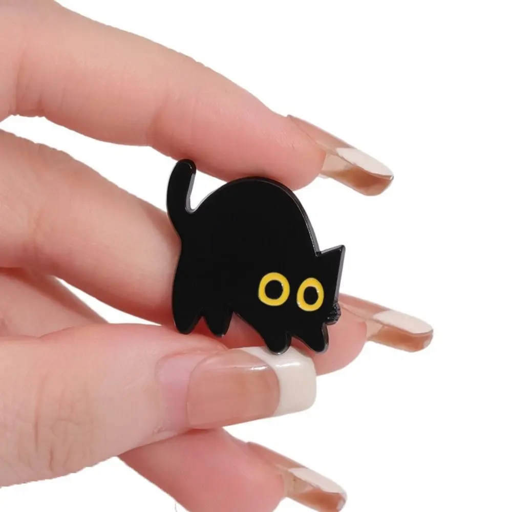 Decorate Black Cat Brooch Kid Gift Funny Animal Black Cat Enamel Pin Cartoon Cute Black Cat Metal Badge Clothing Accessories