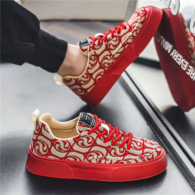 

Men's Canvas Shoes Men Chunky Sneakers Classic Skateboard Shoes Male Printed Vulcanized Shoes Mens Outdoor Walking Footwear 2026